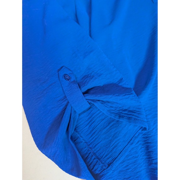 ZAC & RACHEL Royal Blue  V Neck Roll Tab Sleeve Tunic Top Women's Medium - Picture 5 of 10